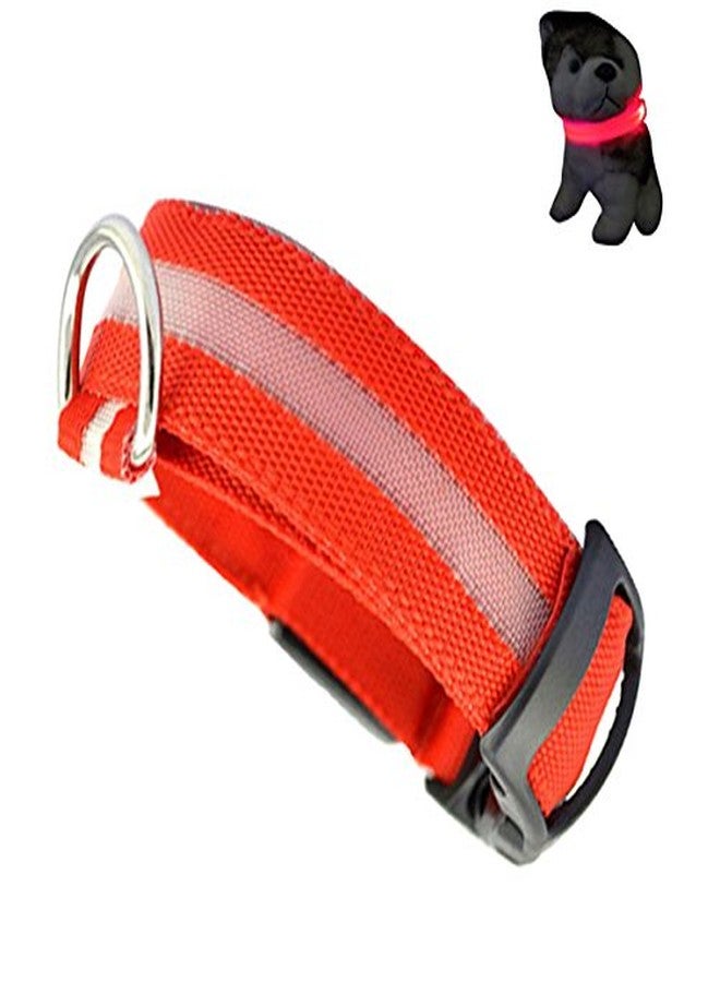 Futaba Nylon Pet Glow in Dark LED Collar Night Safety - Red -Small - Image 1